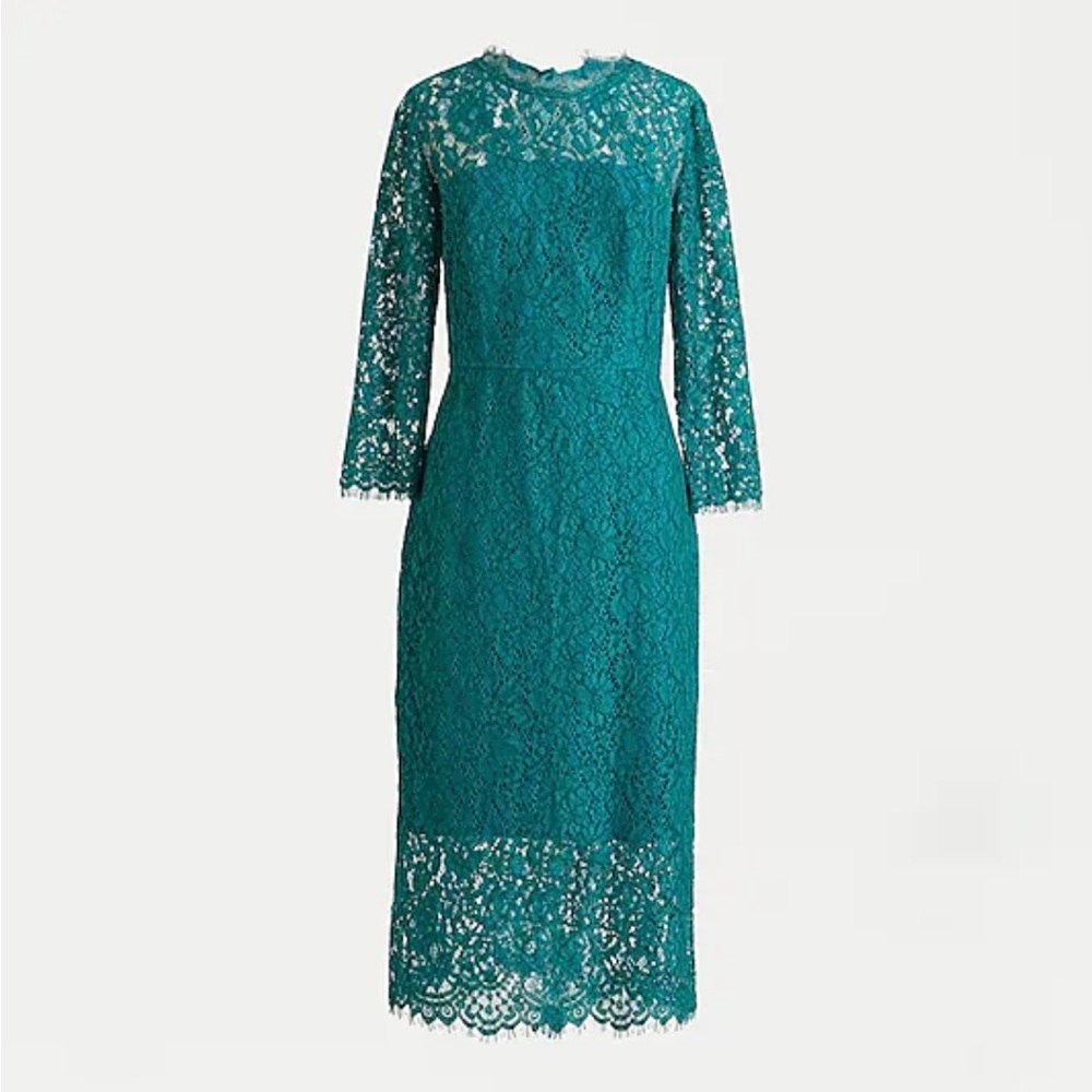 J. Crew Lace Sheath Dress in Spicy Jade
